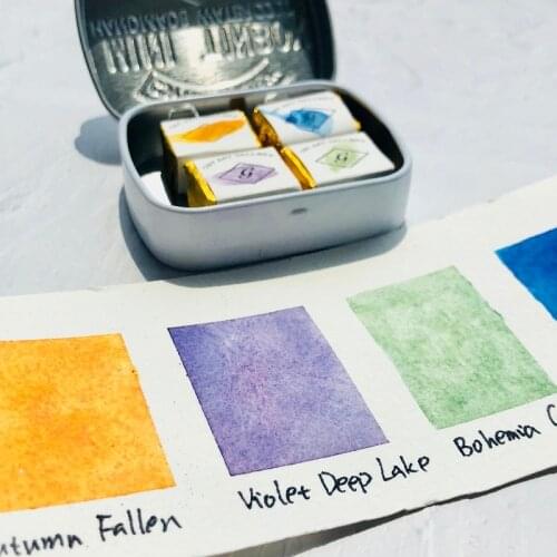 Artisanal Handmade Watercolor Half Pans Paint Mineral Watercolour Palette Make your Own Set Aquarela Acuarela Art Supply