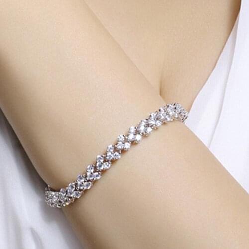 Fashion Women Roman Cubic Zirconia Bracelet Bangle Bridal Jewelry Festival Gift trendy
