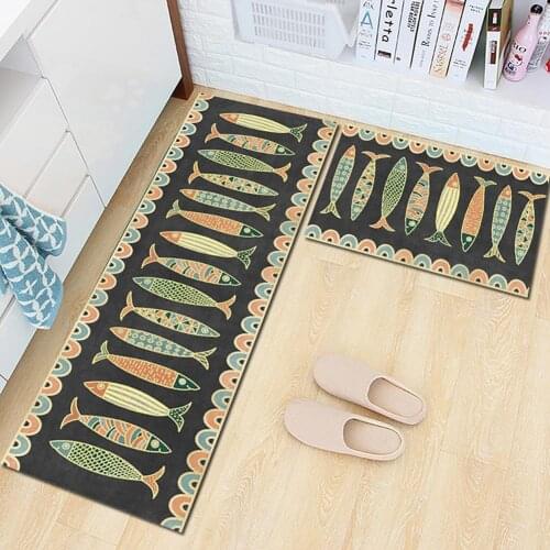 Washable Floor Mat Non-slip Soft Water absorption Polyester Creative Cartoon Pattern Ground Mat DIY kithcen Floor Mat for home