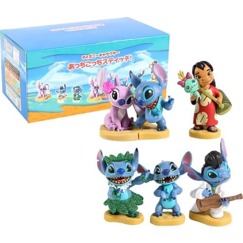 Cartoon Lilo & Stitch Angel Mini PVC Figure Collectible Model Toys 6pcs/set