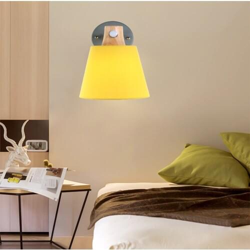 Nordic wall light bedroom bedside lamp background creative fabric modern lighting living room aisle led wall lamp