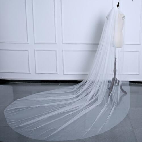 New Arrival One Layers Cut Edge Soft Tulle 3 Meters Long Wedding Veil Bridal Chapel Veil With Comb