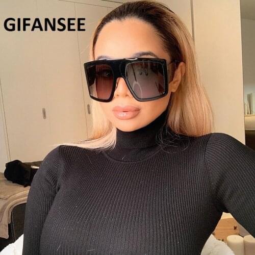GIFANSEE Square Sunglasses Women Men Brand Designer Oversized clear frame luxury Unique Glasses Female Eyewear UV400 shades