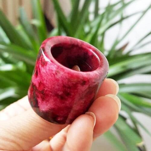 Natural Peach Blossom Jade Wide Ring Bands Men Women Fashion Jewelry Accessories Genuine Red Jades Stone Rings Gifts For Male