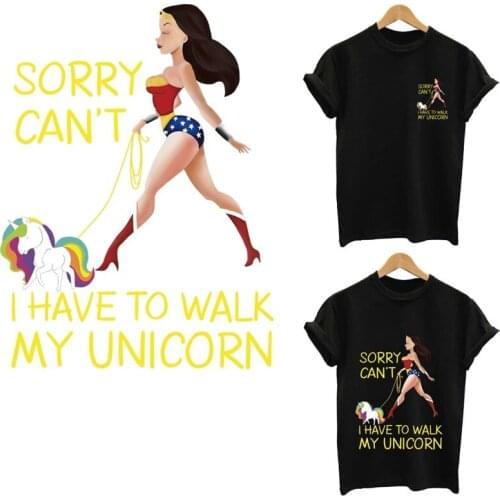 Iron-on transfers for clothing Unicorns and beauties transfer fusible stripes heat-sensitive patches stickers custom patch