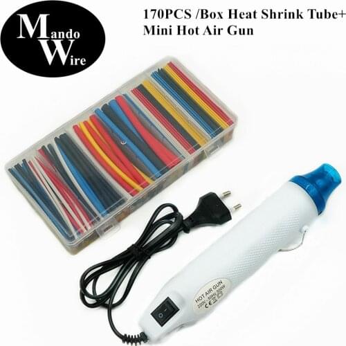 Mandowire MINI Heat Gun and Wire Connector Polyolefin Heat Shrink Tube Assortment Wire Cable Sleeve Kit Can Drop Shopping