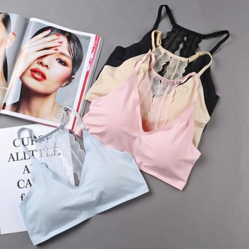 Women Lace Back Tube Tops Women Crop Top Push Up Bra Sexy Seamless Underwear V Neck Intimates Padded Wrap Top Female Bandeau Top