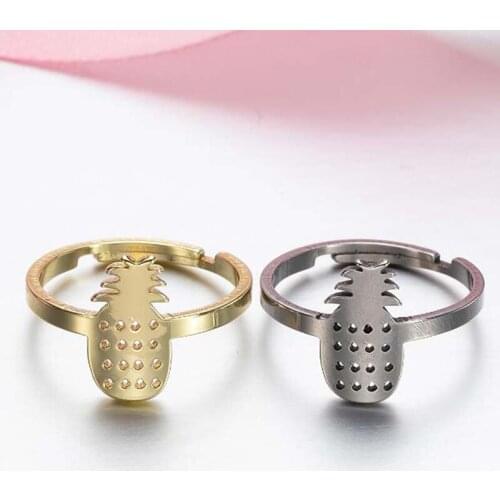 Vintage Bohemian Heart Fruit Pineapple Ring Set Fashion Woman Stainless Steel Gold Ring Wedding Gift for 2020 Halloween anillos