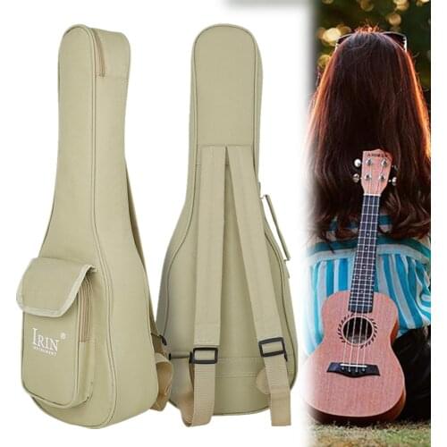 23 / 24 Inch Beige Ukulele Bag Double Straps 13mm Sponge Soft Case Gig Ukulele Mini Guitars Waterproof Backpack