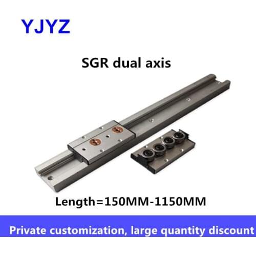 Built-in dual-axis linear guide 1PCSGR + 1PCSGB-5 wheel slide rail guide woodworking slider high precision, L = 150MM- 1150MM