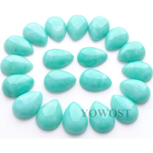 YOWOST Natural Amazonite Gem Stones Teardrop 13x18x6MM No Hole CAB 20PCS For Making Jewelry IU3288