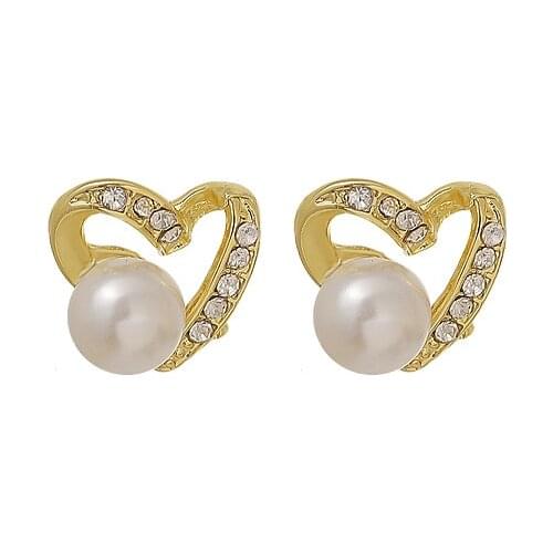 New Korean Exquisite Heart-shaped Imitation Pearl Temperament Advanced Atmosphere Fashion Womens Earrings Earrings Pendientes