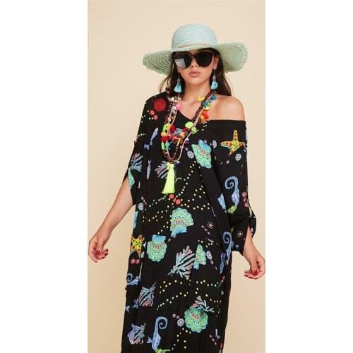 Big Pocket Cotton Fabric One Shoulder Long Boho Dress 2021 New Fashion Women Holiday Wear Black And Pink Colors Xs To 5xl