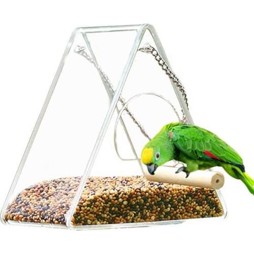 1pc Bird Feeder Plastic Hanging Bird Food Container Transparent Parrot Feeder Waterproof Bird Feeder Pet Feeding Supplies
