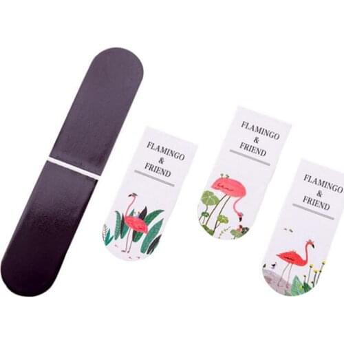 1pc Korea Creative Small Fresh Pink Flamingo Magnet Bookmark Student Multi-Function Handbook Split Magnetic Bookmark Stationery