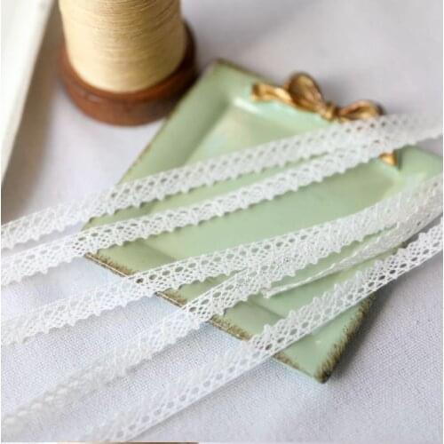 Hot Sale 10 Meters/Lot Scrapbooking Lace Trim for Home Sofa Curtain Decoration Beige 14mm Width Thin Ribbon Cotton Lace