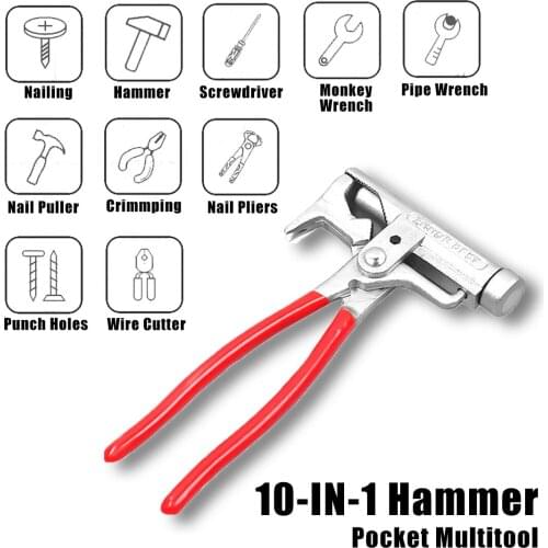 10 in 1 Multi-functional Hammer Screwdriver Nail Gun Pipe Pliers Wrench Vice Furniture Maintenance Repair Tools Universal Hammer