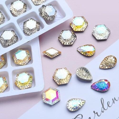 20PCS Radian Embossed Special-Shaped Diamond Pointback Glass Strass Crystal Rhinestones Diy Nail Art/Clothing Accessories