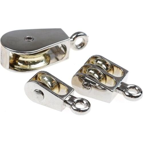 36/52/75mm Mini Single/Double Pulley For DIY Metal Sheave Zinc Alloy Fixed Pulley Crown Block And Tackle Lifting Wheel