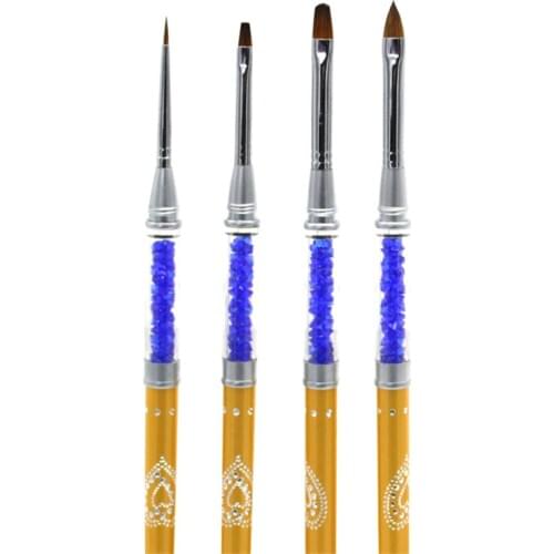 4pcs Acrylic Nail Brush Crimped Kolinsky Sable Metal Handle Acrylic Nail Paint Art Supplies