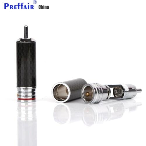 4PCS RCA Phono Plug HIFI Analogue cable Plug Carbon Fiber RCA Plug Rhodium Plated DIY