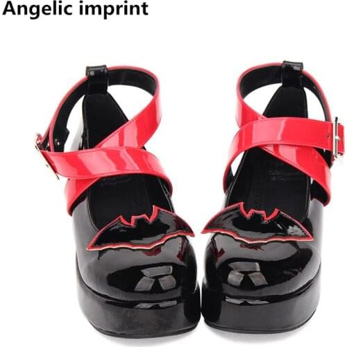 Angelic imprint new woman mori girl lolita cosplay shoes lady high wedges heels pumps women princess dress party shoes 33-47 5cm