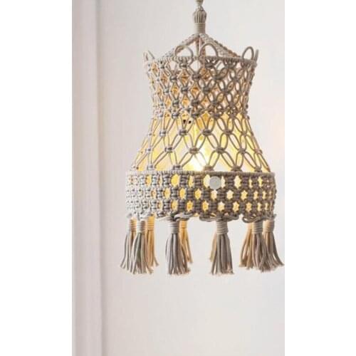 Bohemian Handmade Woven Lampshade Macrame Wall Hanging Lamp Decoration Coffee Living Room Wedding Decor Tapestry Lampshade