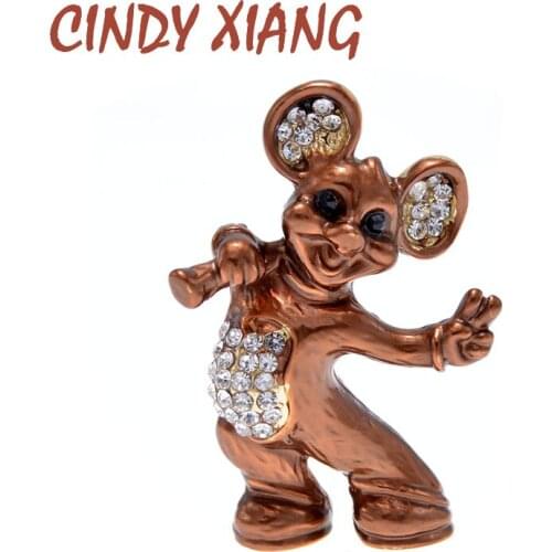 CINDY XIANG Rhinestone Mouse Brooches Unisex Women And Men Animal Pin Enamel Brooch Fashion Jewelry 4 Colors Choose Good Gift