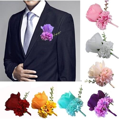 Women Men Flowers Boutonniere For Party Wedding Cloth Decor Boutonniere Pin Pearl Beaded Brooch Accessories