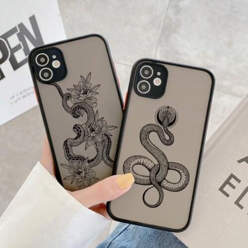 Snake Black Matte Phone Case For iPhone 12 mini 11 pro max for iphone SE 2020 6S 7 8 Plus X XR XS Max Shockproof Back Covers