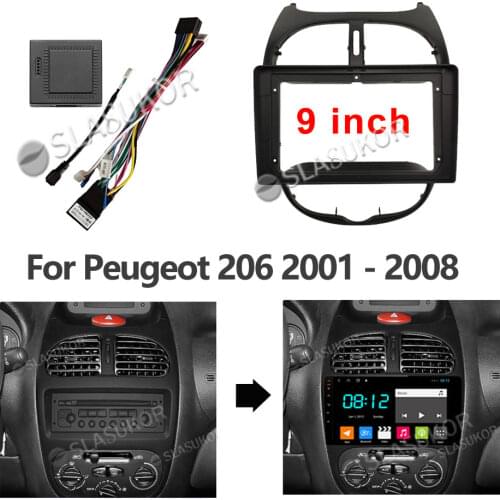 For PEUGEOT 206 2001 2002 2003 2004 2005 2006-2008 Wires Board Control CANBUS Work Stereo Panel Dash Installation DVD Frame 2din