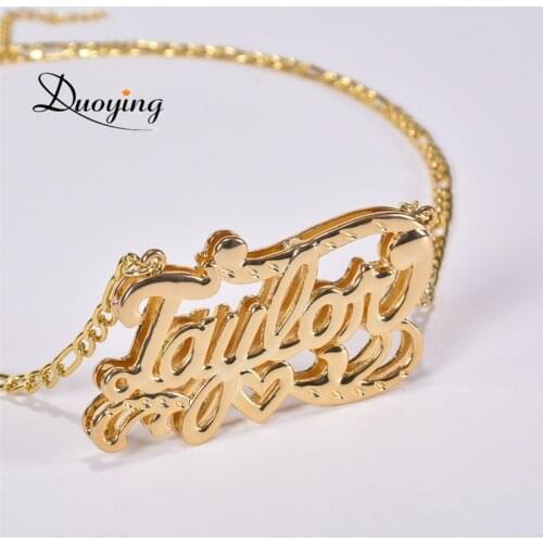 DUOYING Custom Double Gold plated Nameplate 3D Necklace Personalized Layered Choker 2020 New Style For Women Necklace Jewelry