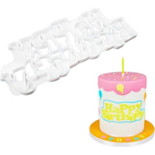 Happy Birthday Letter Shape Cutting Mold Baking Cutter Sugar Chocolate Fondant Party Mould Cake Decorating Tools Biscuit Mold