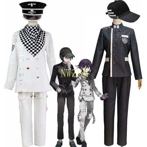 Anime Danganronpa V3 Shuichi Saihara Kokichi Ouma Cosplay Costume School Uniform Wig Hat Suit Outfit Halloween Costume