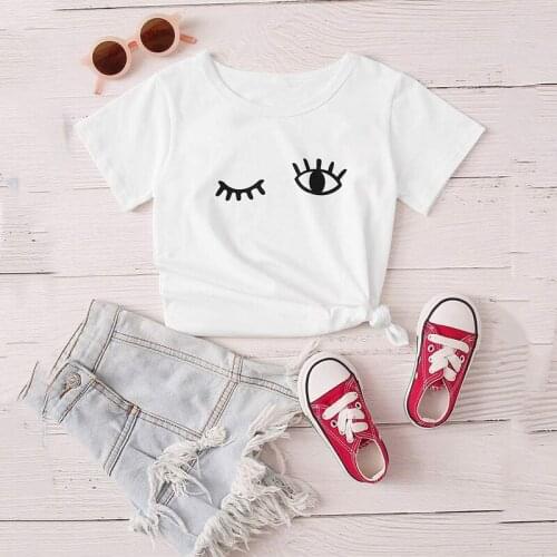 Summer new childrens short sleeve T-shirt Girls Cotton Short Sleeve baby cute cartoon eyes T-shirt