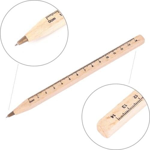 1pcs/lot New Handmade Wooden Environmental Ruler Design Manual DIY Multifunction Ballpoint Pen Ballpen