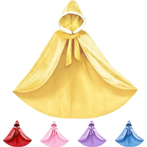 Girls Hooded Princess Clok Kids Cape Party Costume 80-90cm Long Child Belle Aurora Cendrillon Rapunzl Dress up for Halloween