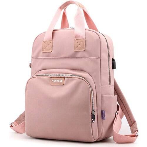 Nylon Waterproof Ladies Backpacks Women Shoulder Backpack Fashion Female Laptop Usb Backpack Girls High Quality Business Bags