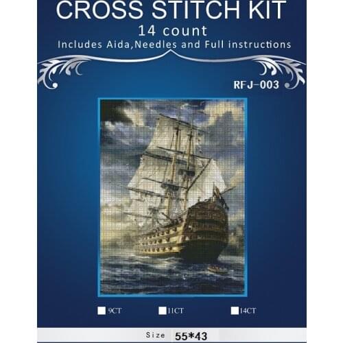 New Embroidery Counted Cross Stitch Kits Needlework - Crafts 14 ct DMC DIY Arts Handmade Decor -boat scenery