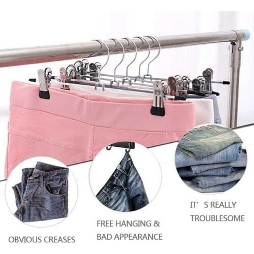 New 10Pcs/20Pcs Non-slip Adjustable Stand Pants Skirt Clothes Hanger Rotatable Clips Clothing Organizer Drying Rack Space Saving