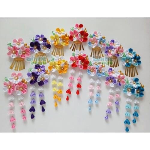 Wholesale Sakura Kimono Tassels Hairpin Woman Hair Accessories Bathrobe Headdress Beautiful Hand-made Headwear