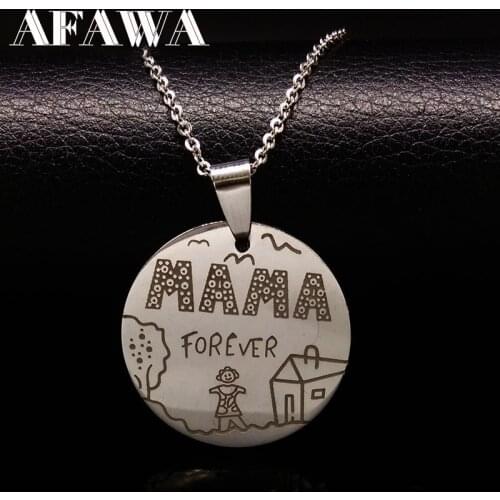 Family Necklaces Stainless Steel Mama Forever Boy Girl Pendants Necklace Jewelry Women Kids Member Mothers Day Gift N2407