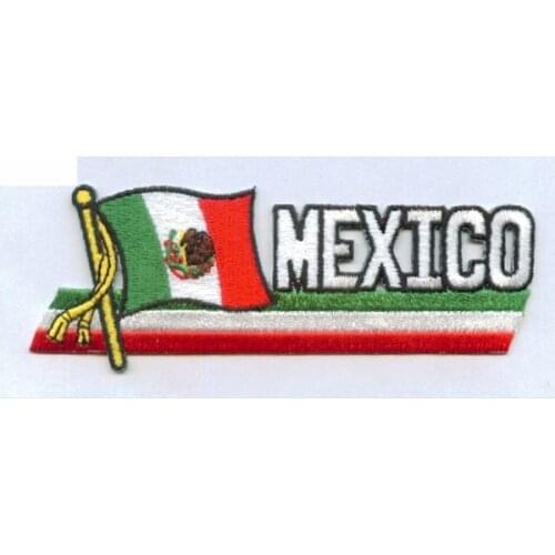 Mexico Flag Embroidery Patches Sew On Clothing Labels Custom Clothing Tags with Heat Cut and Iron On Backing MOQ50pcs