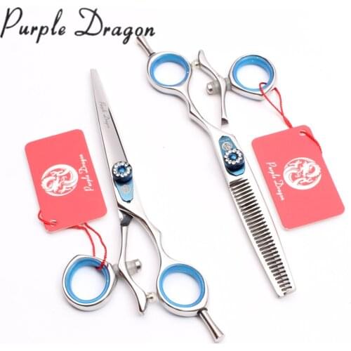 6.0" 17.5cm JP 440C Purple Dragon Silver Cutting / Thinning Shears Professional Hair Scissors Swivel Handle Polishing Hair Z9019