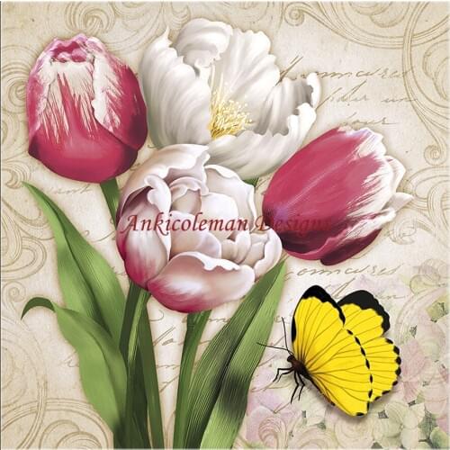 Needlework for embroidery DIY DMC High Quality - Counted Cross Stitch Kits 14 ct Oil painting - Tulipas Coloridas