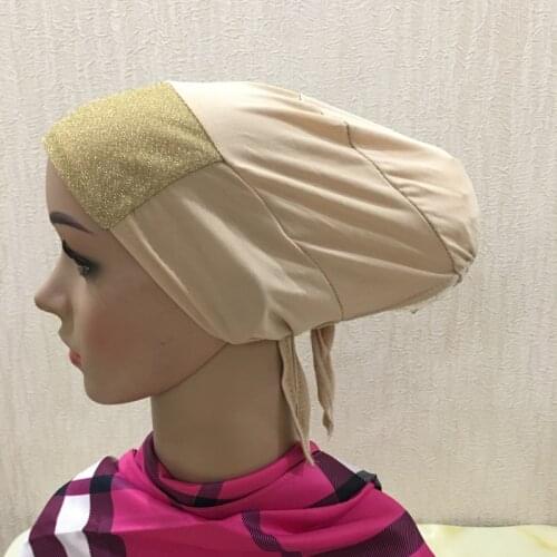 H085 fashion full inner hats glitter underscarf turban hijab scarf undercaps islamic accessory