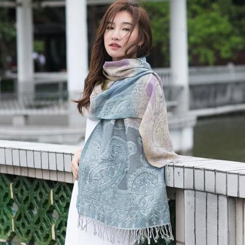 Wool Pashmina Scarf Women Handmade Bead Embroidery Winter Nepal Kashmir Warm Scarf India Nepal imported Boiled Wool Shawl