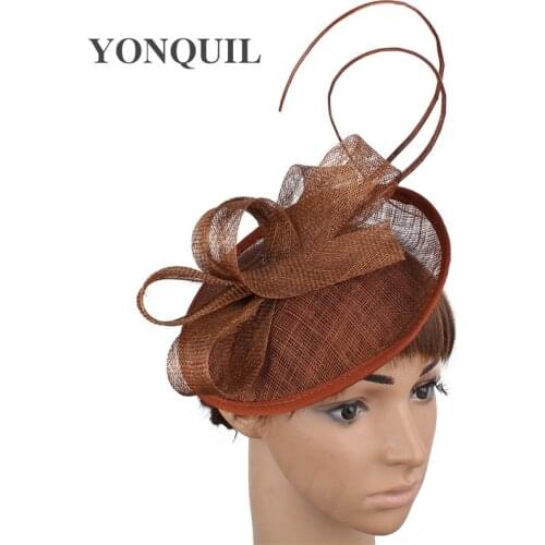 Bride Sinamay Wedding Hat Fascinator Headwear Womens Elegant Birthday Hair Accessories Ladies Headpiece Headband For Elegant