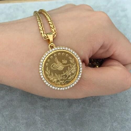 Turkey Arab Coin islam Allah muslim pendant necklace Coin jewelry accept drop shipping