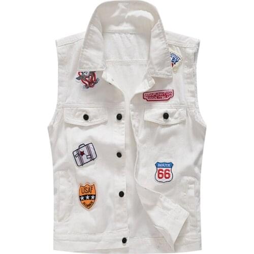 Hip Hop Jean Jackets Mens New Fashion Denim Vest Casual Cowboy Jacket In Shoulder Sleeveless Blouse Tank Top Retro Summer Cloth
